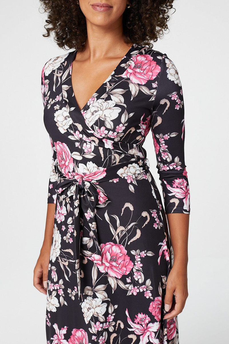 Floral Long Sleeve Wrap Dress | Izabel ...